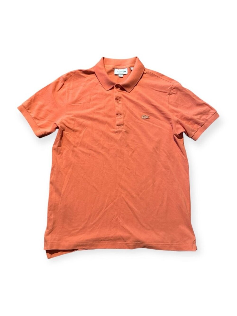 Lacoste Polo Shirt Mens Medium Pastel Coral Orange S/S Crocodile Polo Classic